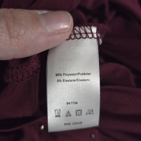 Venus Burgundy Studded V-Neck Dress, Size M - Picture 7 of 7